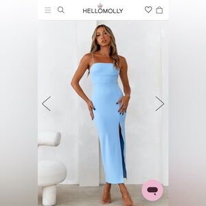 Hello molly formal cocktail blue crepe dress